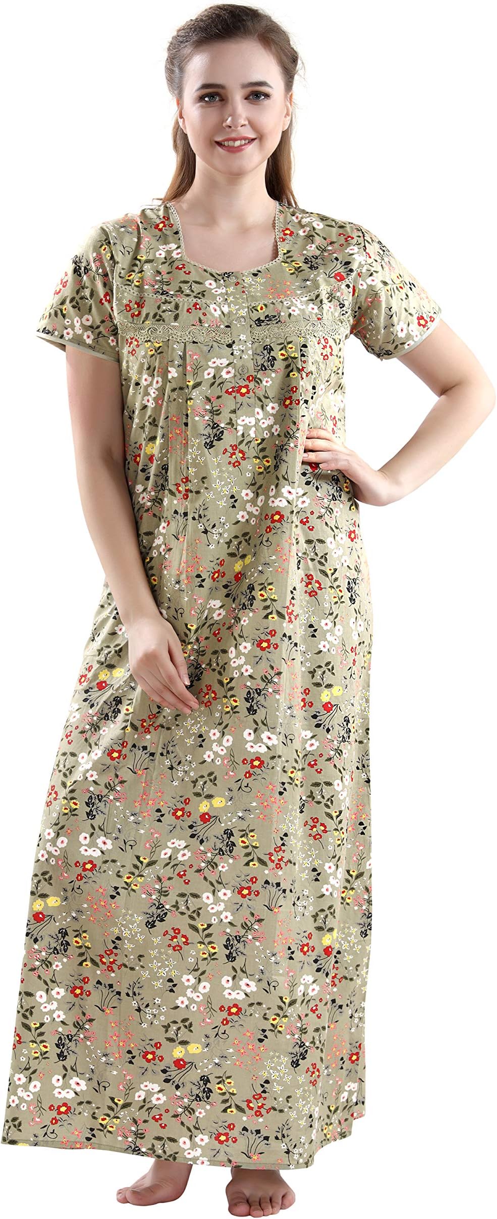 AV2 Women Printed Cotton Nightwear Nighty Maxi 7104