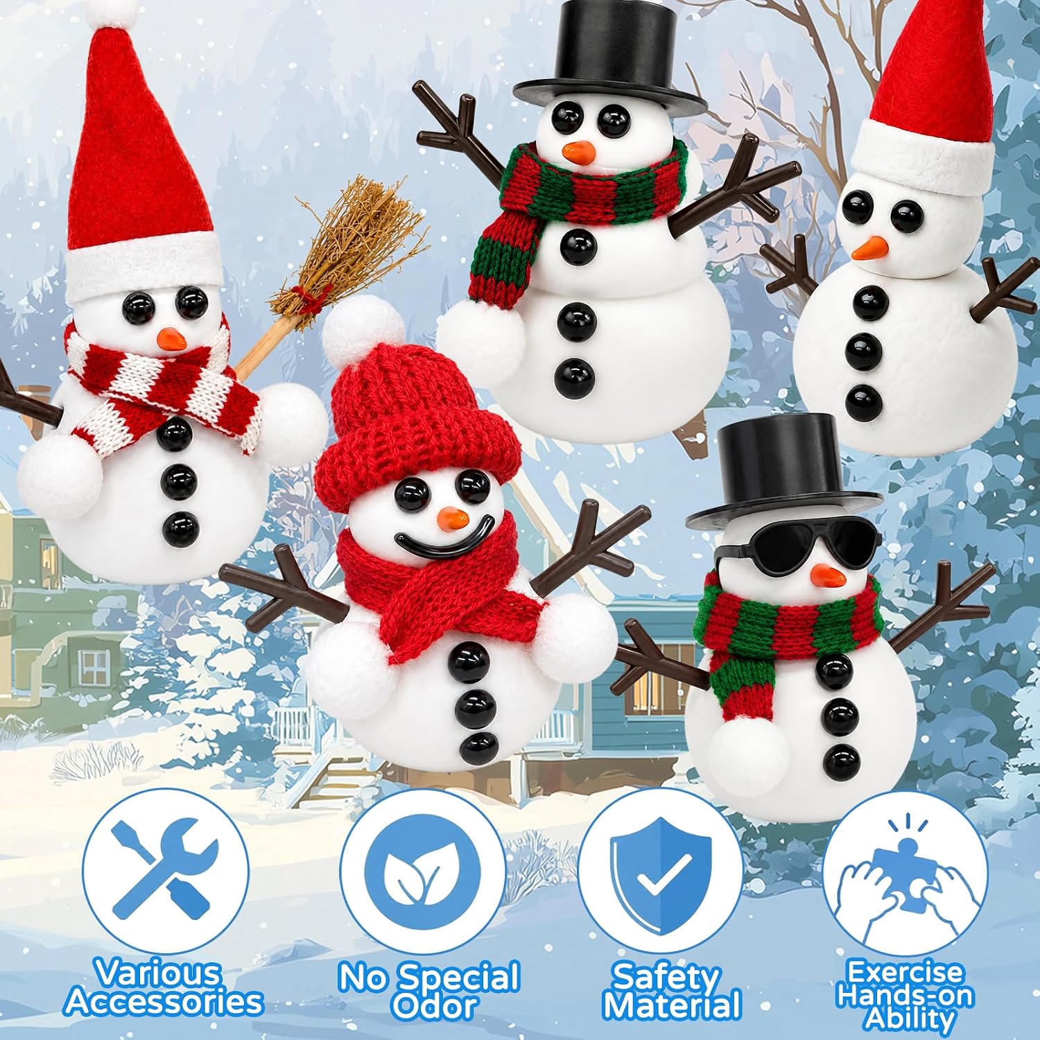 9 Pack Christmas Crafts for Kids, DIY Snowman Clay, Stocking Stuffers image 3