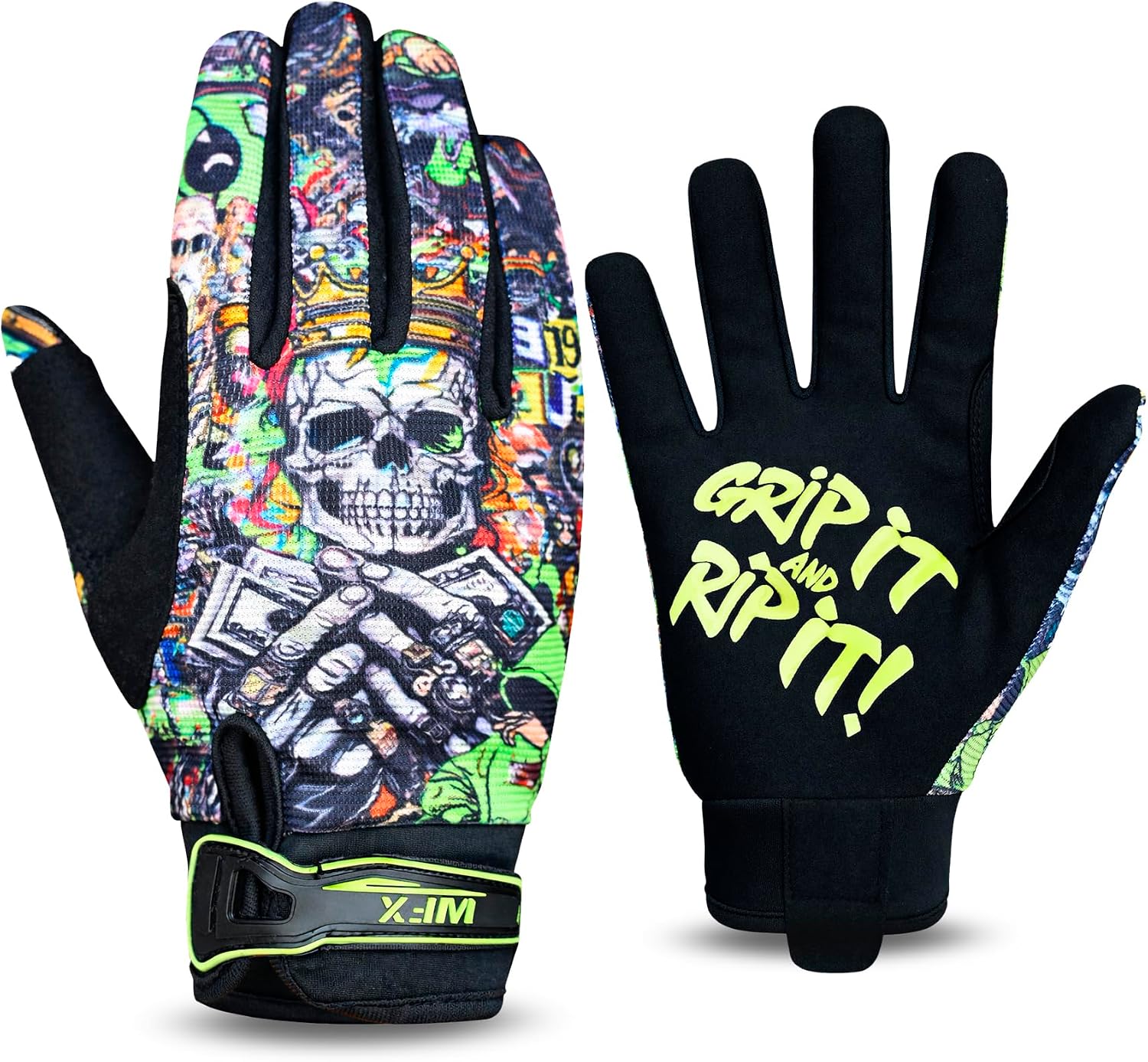 WFX Motorbike Gloves for Men & Women, Skeleton-Paw Cycling Gloves Breathable Touchscreen Dirt Bike Racing Gloves for ATV, MTB, BMX & Motocross Riding Racing, Bicycle