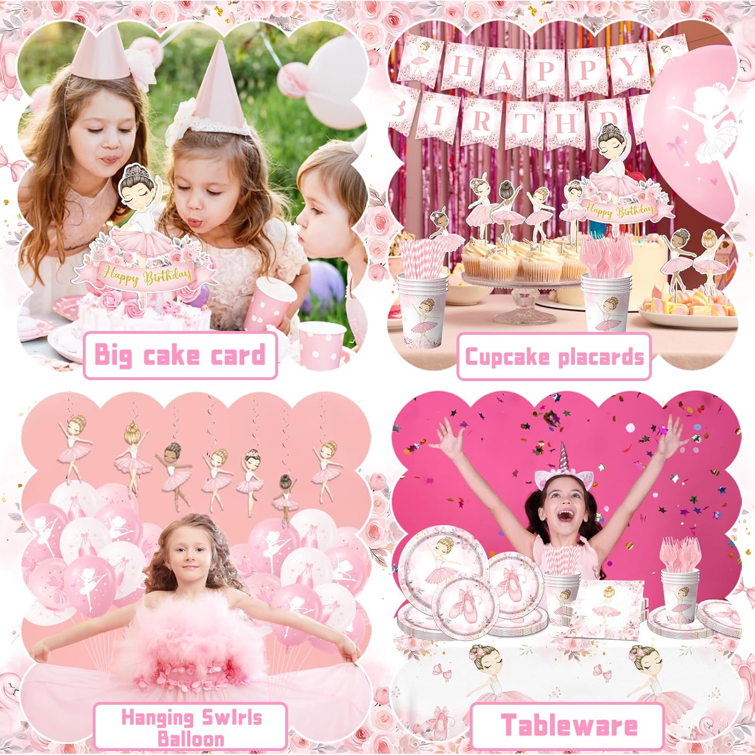 Ballerina Birthday Party Decorations Ballerina Party Tableware Kit Dancing Girl Ballet Plates and Napkins for Girls Ballet Theme Birthday Party Supplies Serve 24