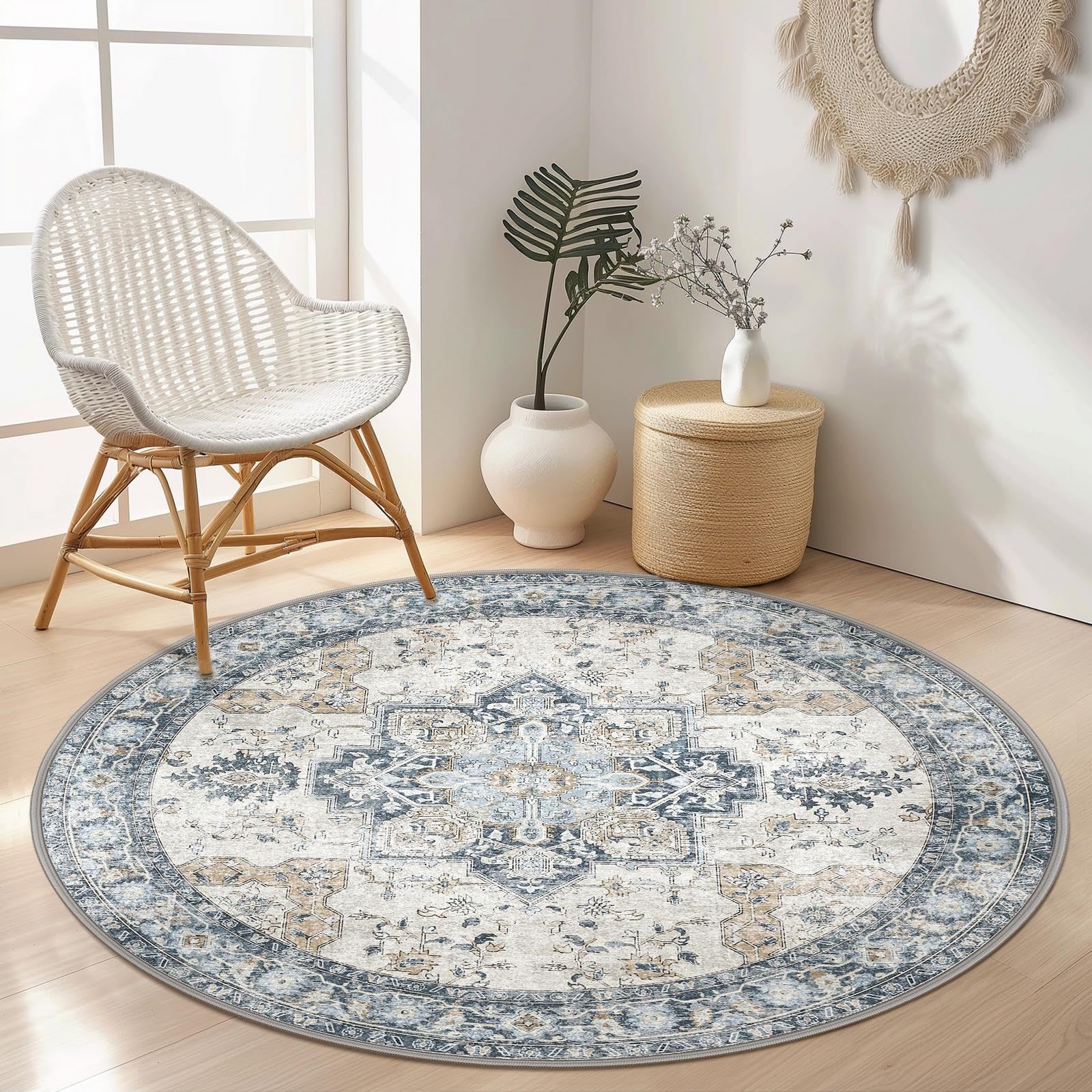 GENIMO Vintage Teppich, Teppiche Wohnzimmer, Waschbare Teppiche, Boho Teppich, Klein Carpet rutschfest
