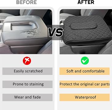 Center Console Cover for Chevy Silverado/GMC Sierra Accessories 2019-2023 2024 2025 2026 Armrest Cover Middle Console Armrest Lid Leather Protector Pad Zip Only for Jump Seat Console (Gray Stitches)