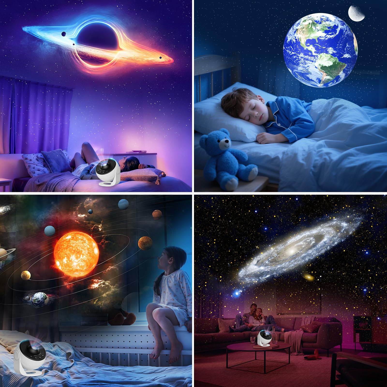 Sternenhimmel projektor, 13 in 1 Galaxy Projector, astronaut projektor mit Timer, Planetarium Projector für Room Decor, Sternenprojektor Weihnachtsgeschenke für Kinder Erwachsene-Weiß
