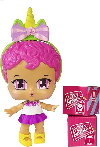 Temporada 1 Juguetes de moda coleccionables – Muñeca Tini de pelo rosa con accesorio de diadema de cuerno de unicornio – 2 cajas de desembalaje