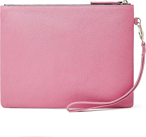 Vista 4 de DORIS&JACKY Cartera de Mano Clutch de Cuero de Piel de Cordero para Mujeres, Bolso de Diseñador Suave y Delgado, Funda para Teléfono Celular