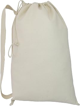 Heavy Duty Natural Cotton Canvas Laundry Bags Set of 3-Medium, Natural