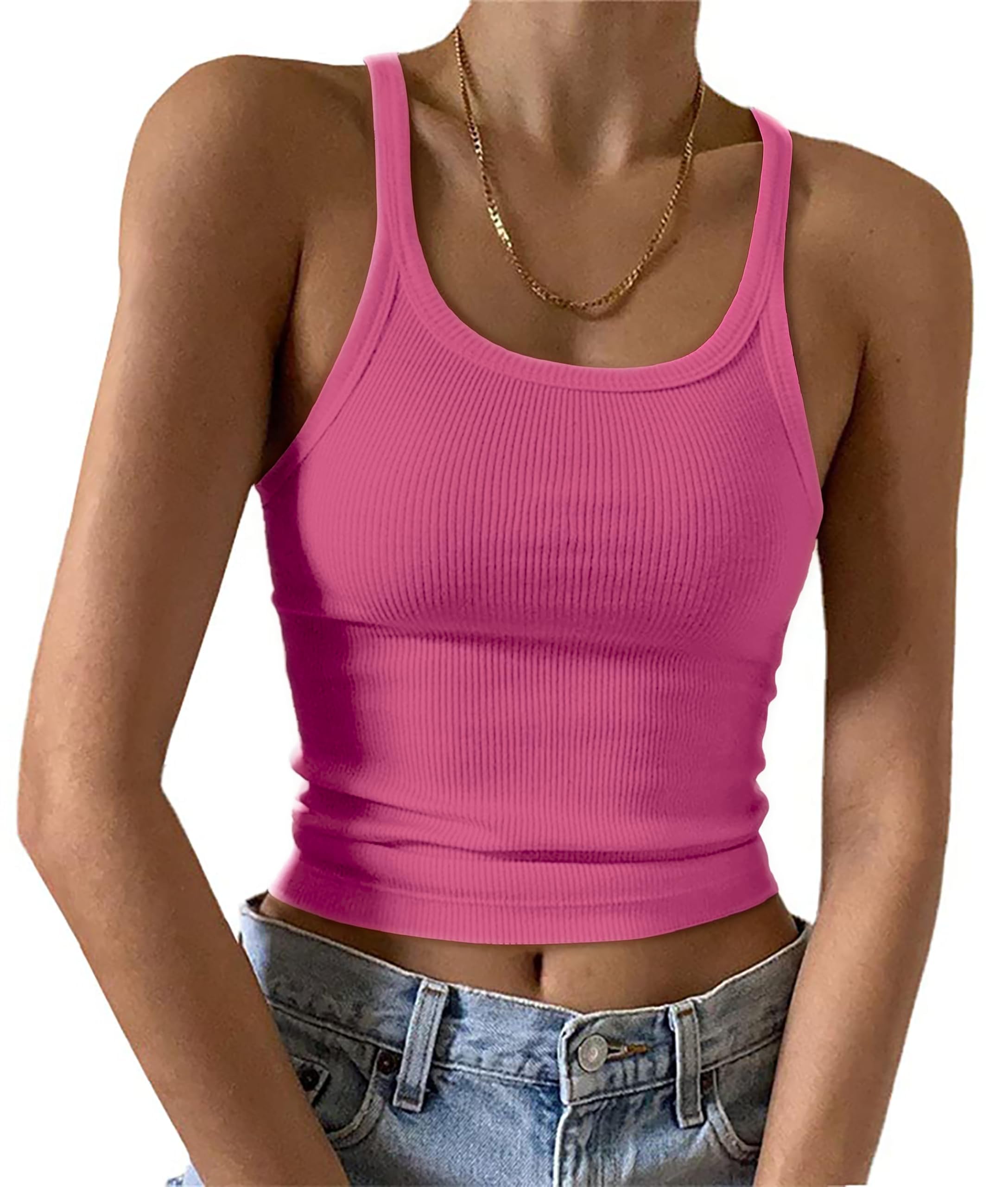 Imily Bela Damen Tops Sexy Spaghetti Tank Top mit U-Ausschnitt Basic Sommer Tanktops Slim Fit Ärmellos Oberteile Camisole