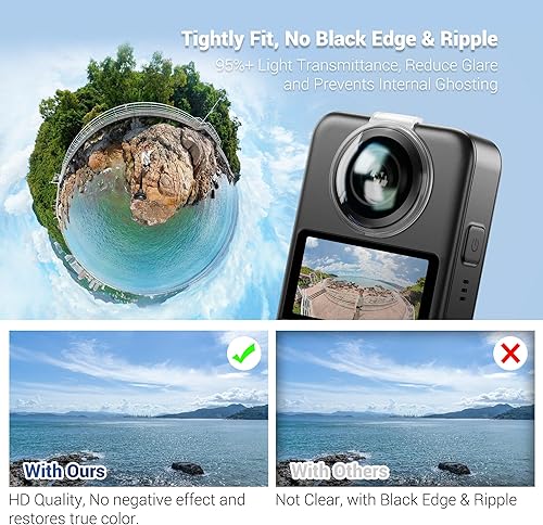 Miniatura 5 de JJC Protector de lente de doble lente para Dji Osmo 360 solamente, protege la lente delantera y trasera Osmo360, 95% + transmisión de luz, reduce el