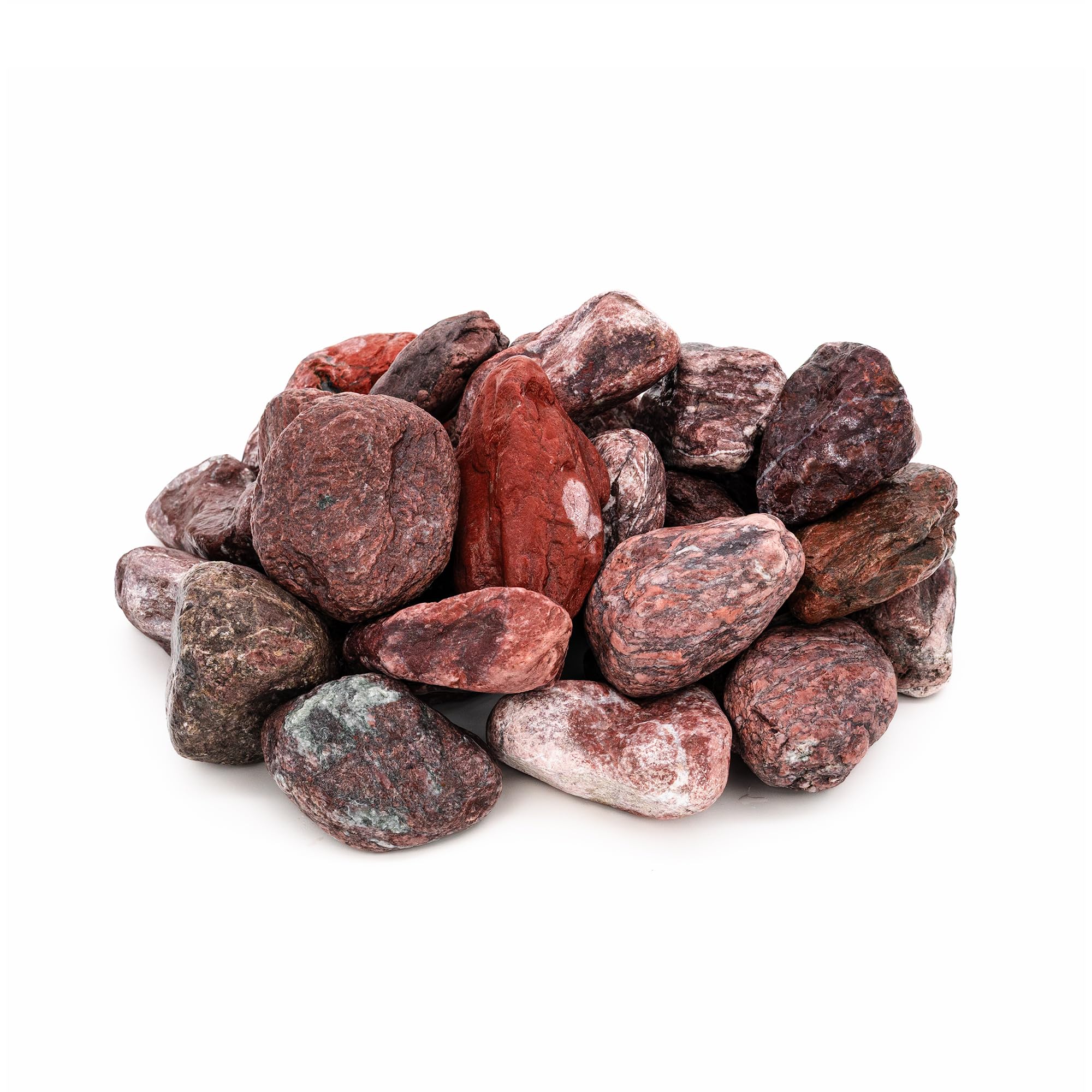 Pierres de sauna - Jaspe rouge - 15 kg - Arrondies, 3 à 5 cm - Grande conservation de la chaleur - Aspect esthétique - Pour poêles électriques