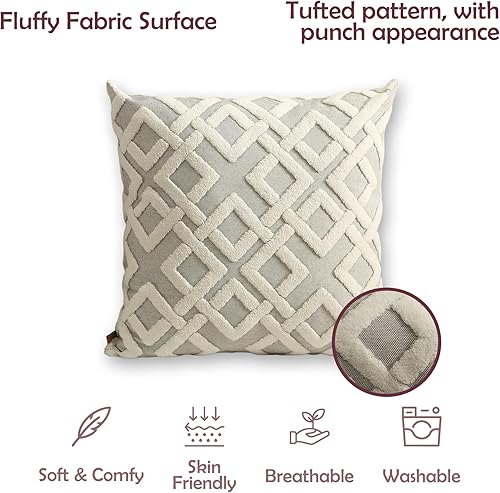 Miniatura 3 de HAMUR - Juego de 2 fundas decorativas para cojín de 20 x 20 pulgadas, suaves y duraderas, para decoración del hogar, para sofá, sala de estar y