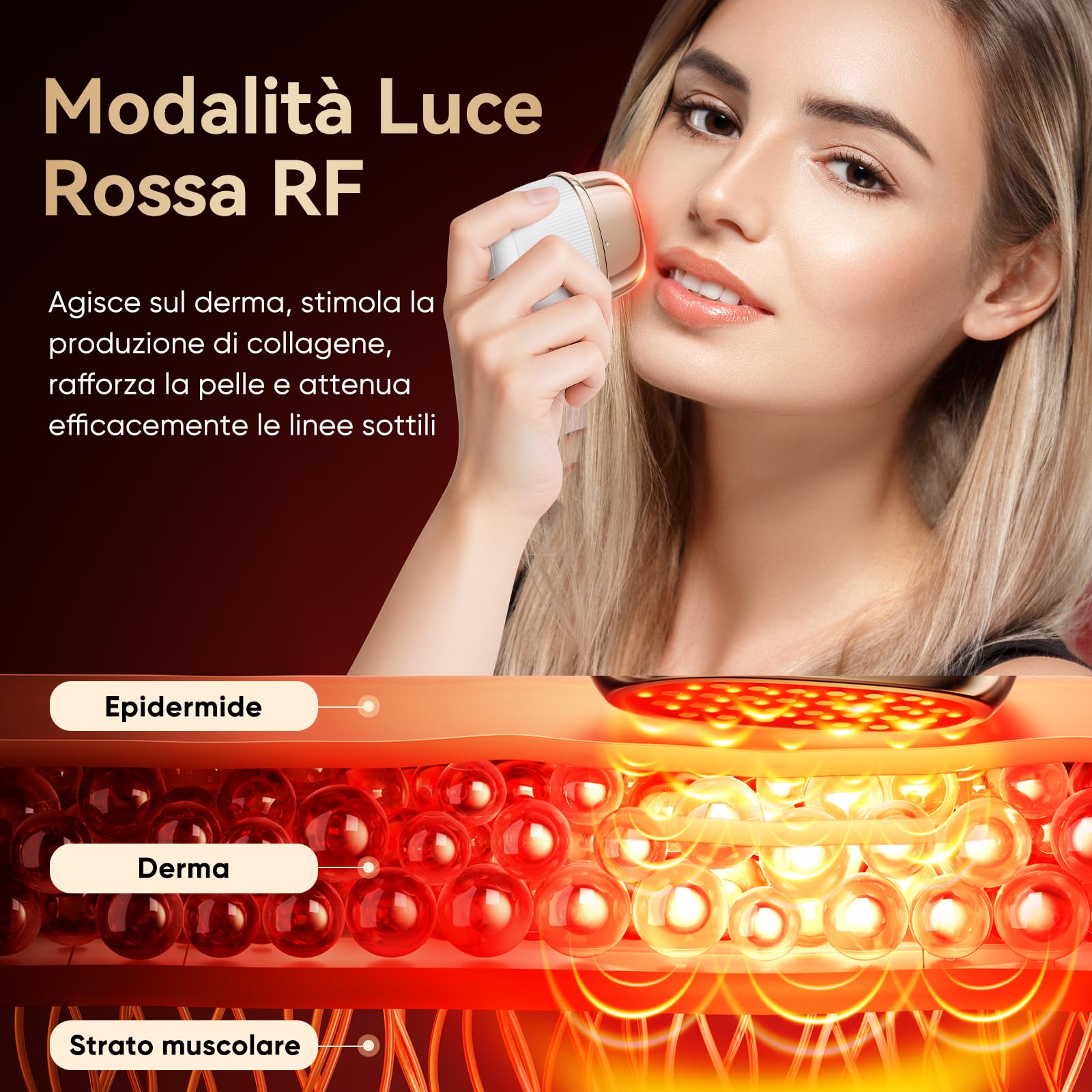 ANLAN Radiofréquence Visage 24K Oro Appareil Anti Rides Visage | EMS Appareil Massage Visage avec 3 Modes, 3 Niveaux pour Soins Domicile, Voyages,Cadeau de Fête