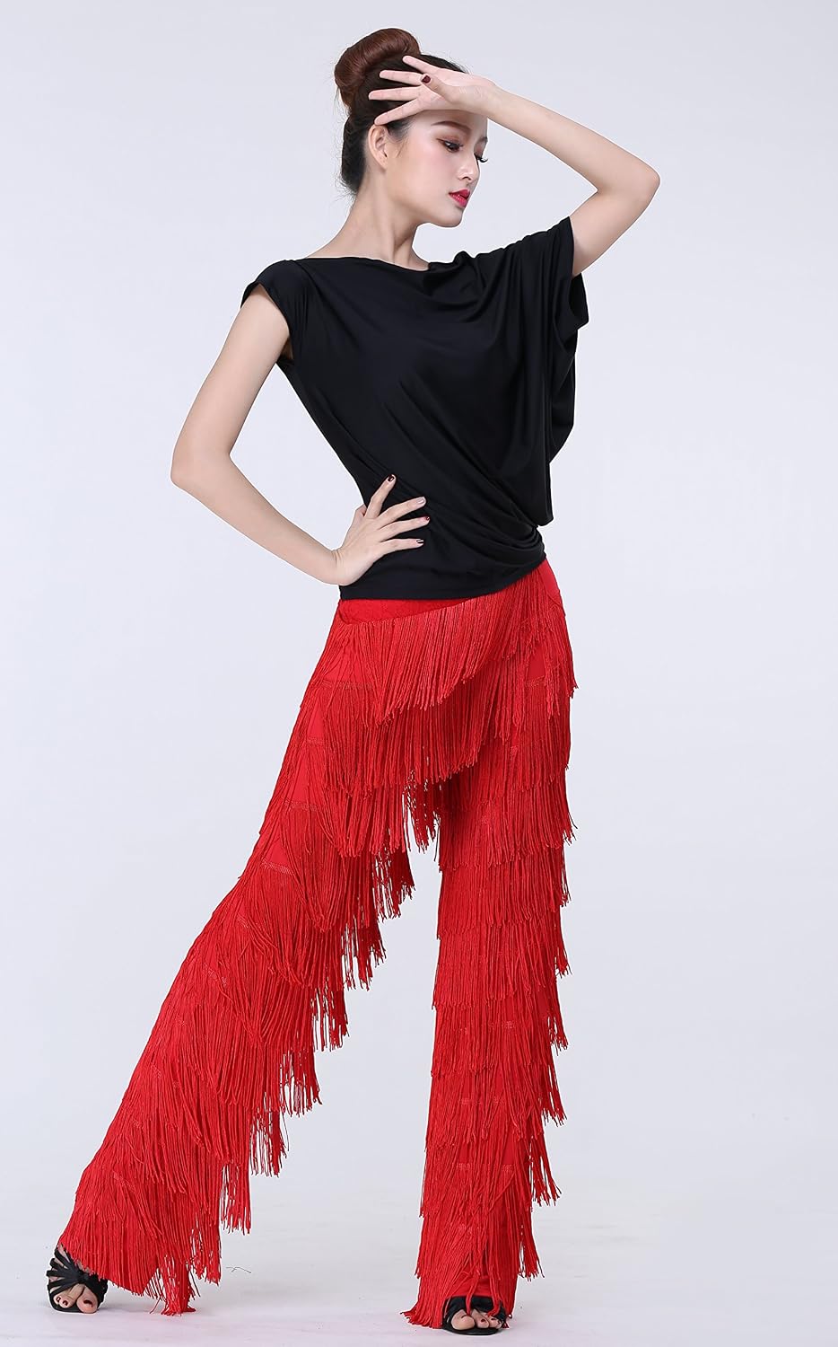 Black Latin Ballroom Salsa Chacha Practice Dance Shirt Tops