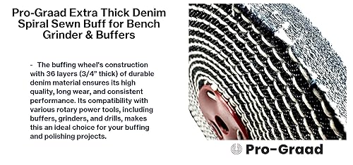 Miniatura 3 de 1 paquete de rueda de pulido de mezclilla de 8 pulgadas x 5/8 pulgadas, orificio de eje extra grueso, pulido en espiral para molinillo de banco y