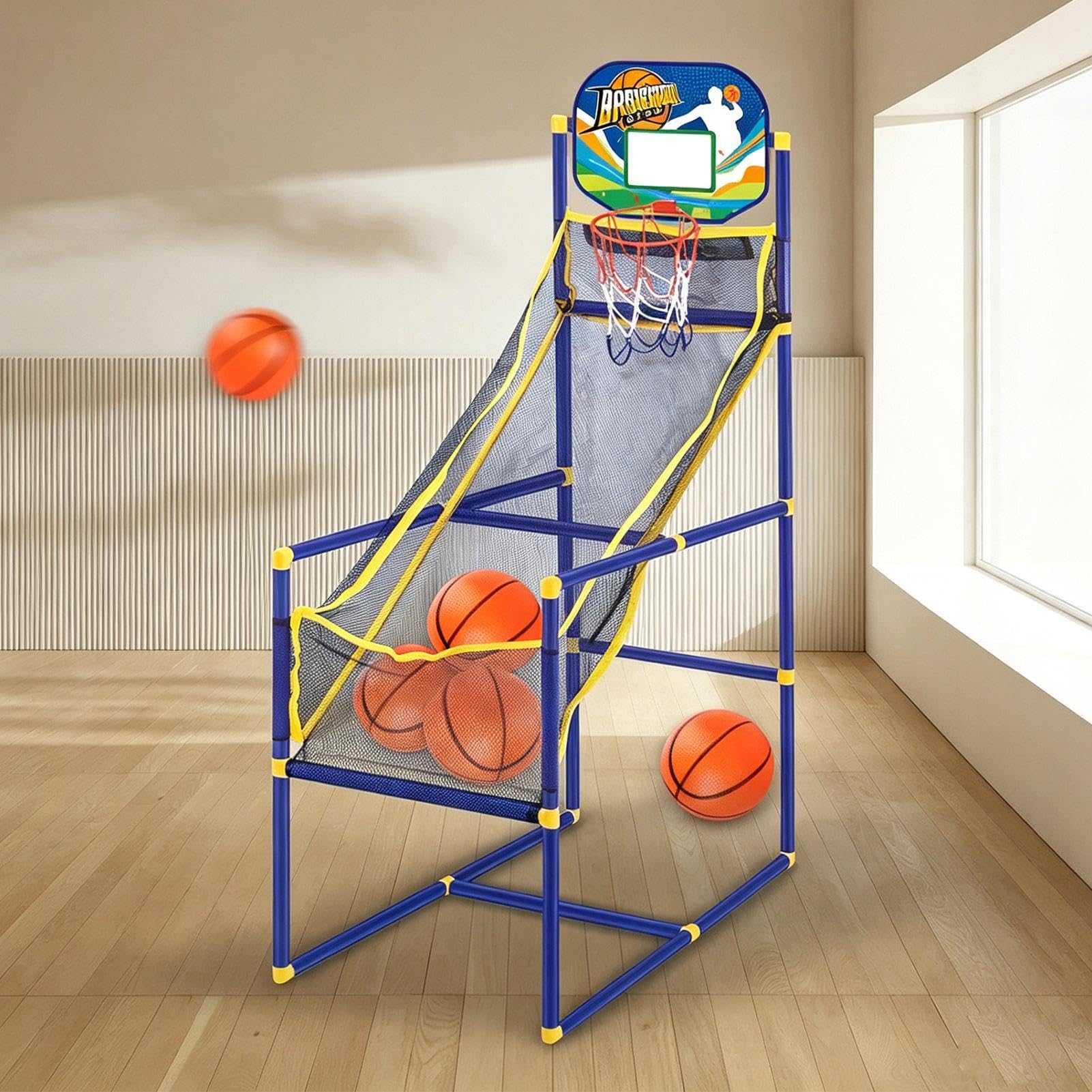 Basketball mit Korb für Sport-Spielzeug im Freien, tragbar, inkl
