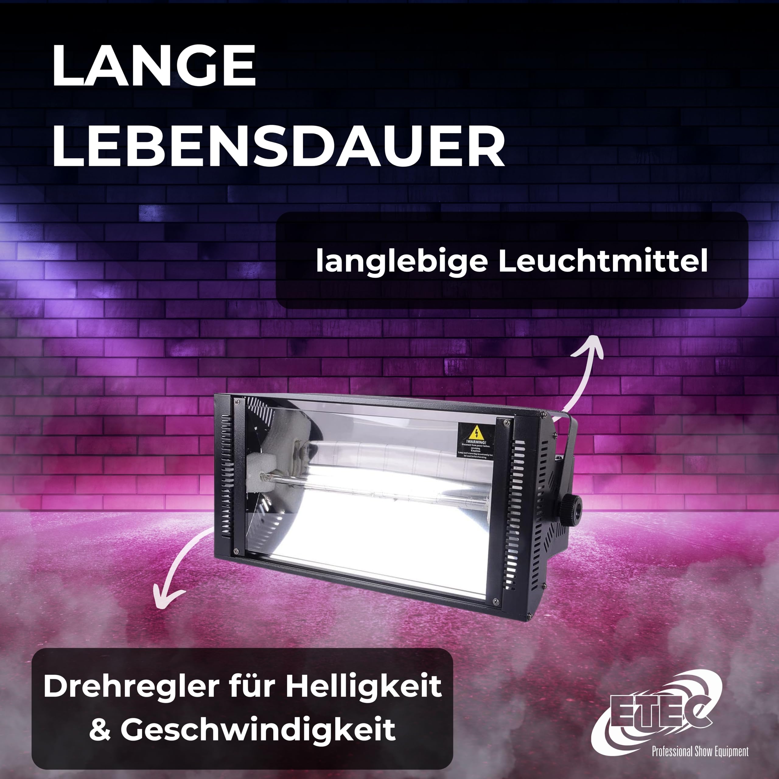 ETEC Professional Mega Strobe E-1500 DMX - 1500W Stroboskop Blitzer für DJ Equipment, Party Licht, Disco Lichter & Bühnenbeleuchtung