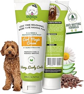 Dog Leave-in Detangler & Curl Cream | Mat-Reducing Conditioner for Curly Coats, Tangle-Free Dematting | Moisturizing No-Rinse Grooming for Doodle, Poodle, Goldendoodle | Natural Ingredients