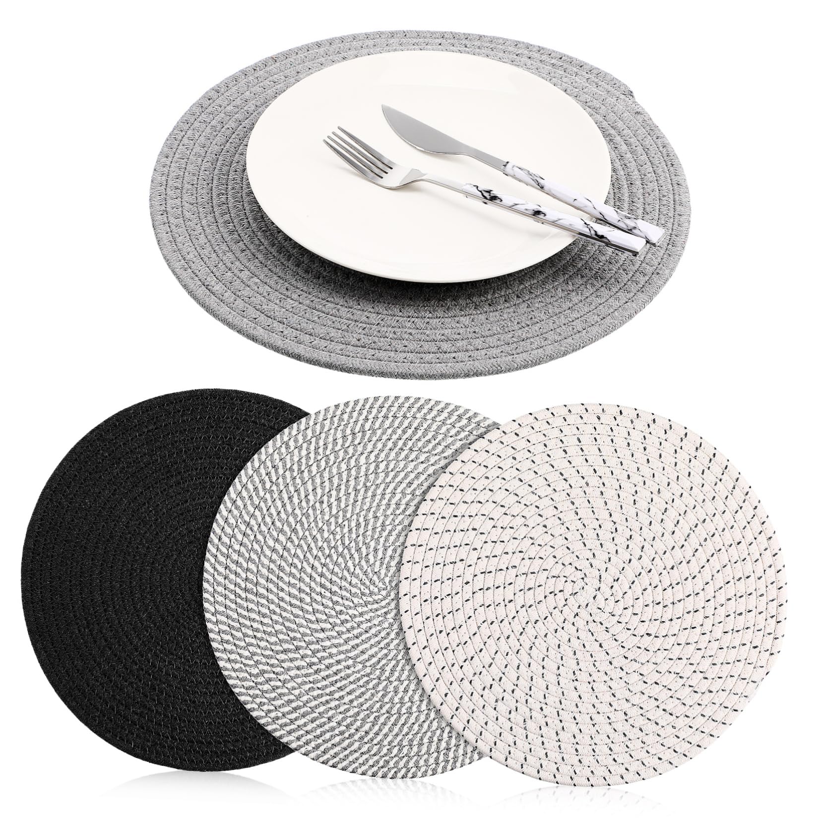 Corda di Cotone Tovagliette Rotonde 4 Pezzi Intrecciate