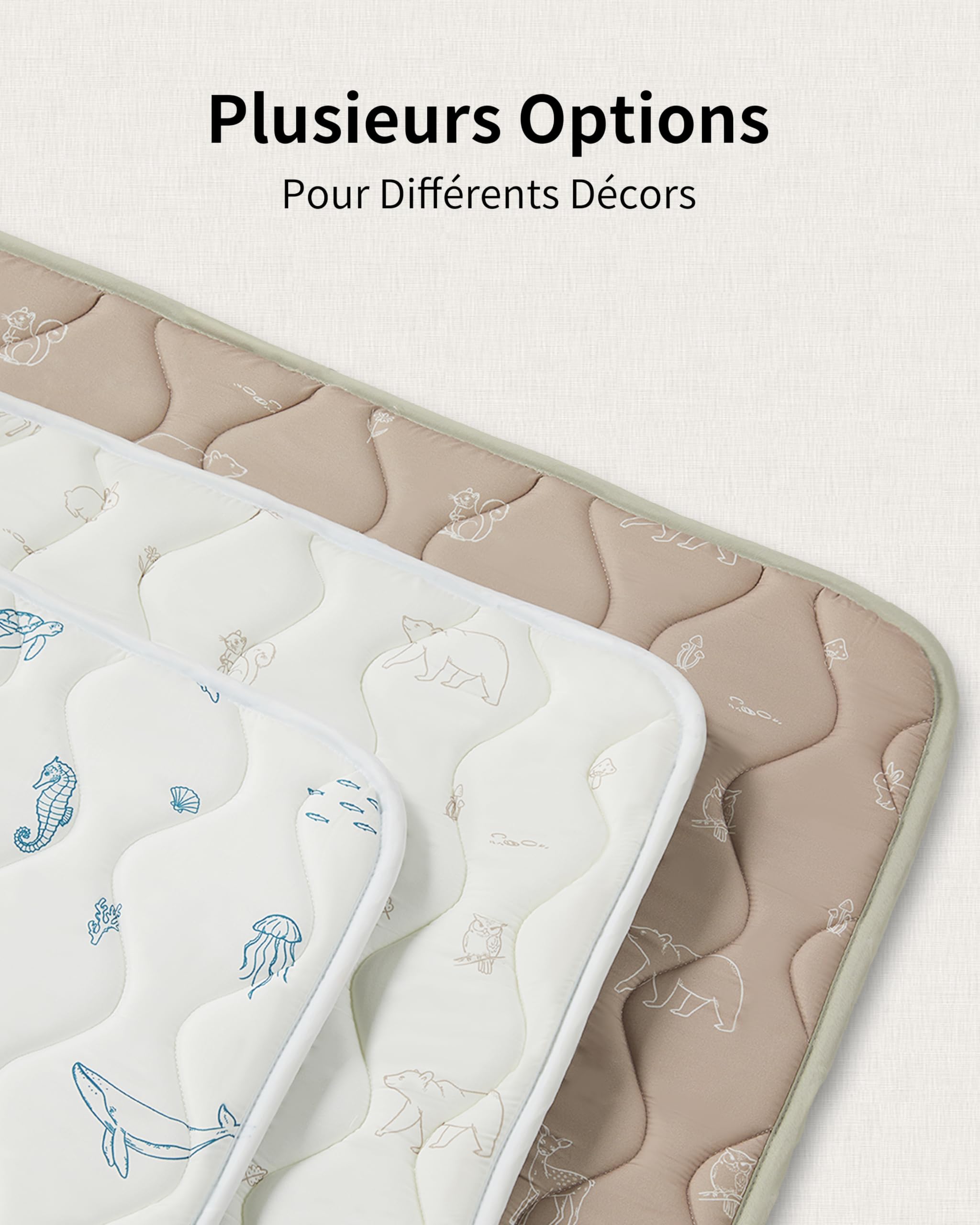 Tapis Bébé Pliable 120x120cm Antidérapant Matelas Mousse Lavable Motricité Sol Parc 0-24 Mois Forêt Beige