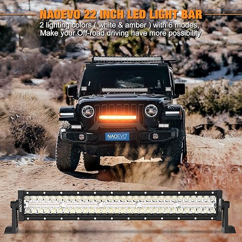 Miniatura 5 de NAOEVO Luz estroboscópica LED de 22 pulgadas 6 modos y NAOEVO de 4 pulgadas 3 modos con DRLmodos de luz intermitente kit de barra de luz LED para