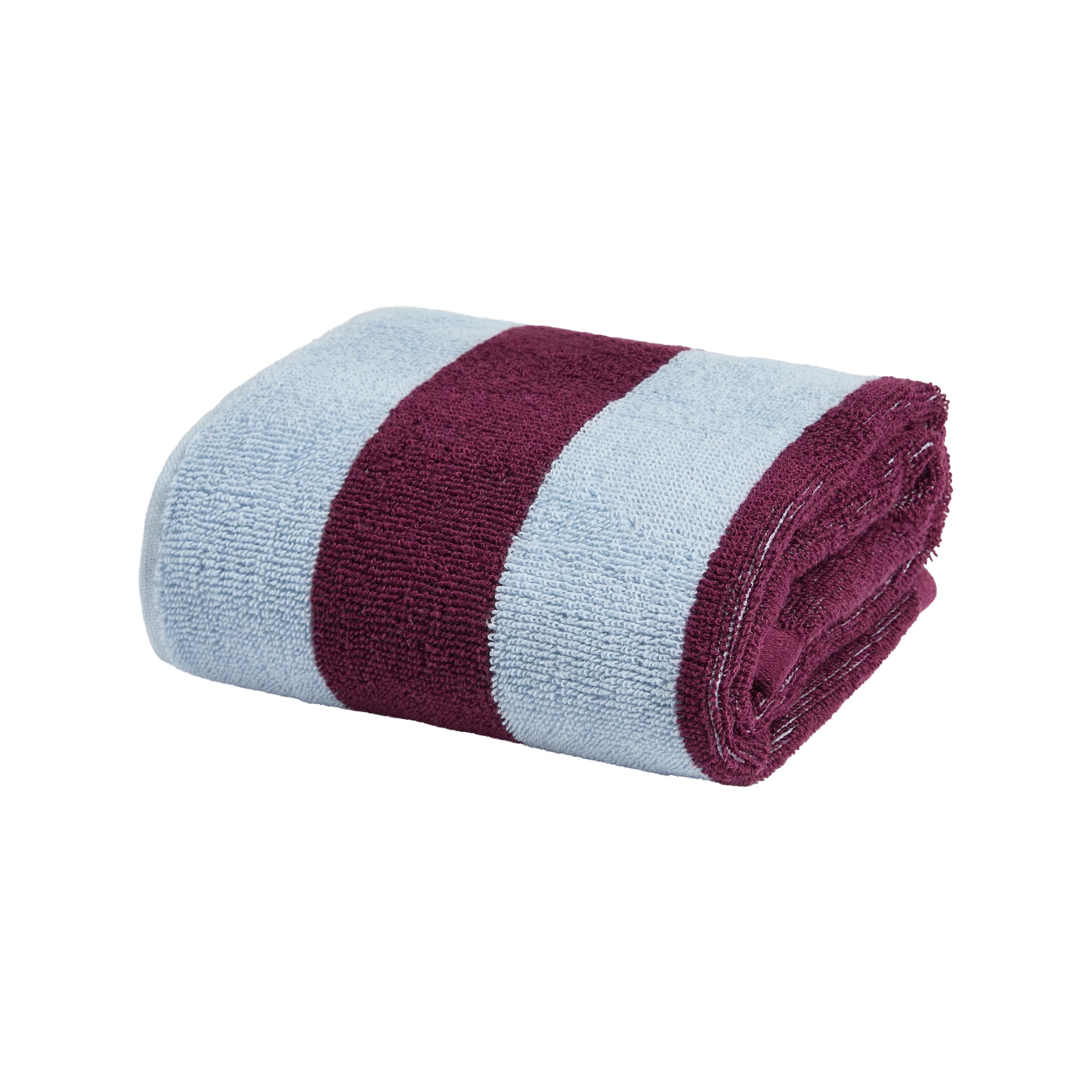 OHS 100% Cotton Jacquard Striped Bath Towel Large 1 Piece, Blue/Burgundy