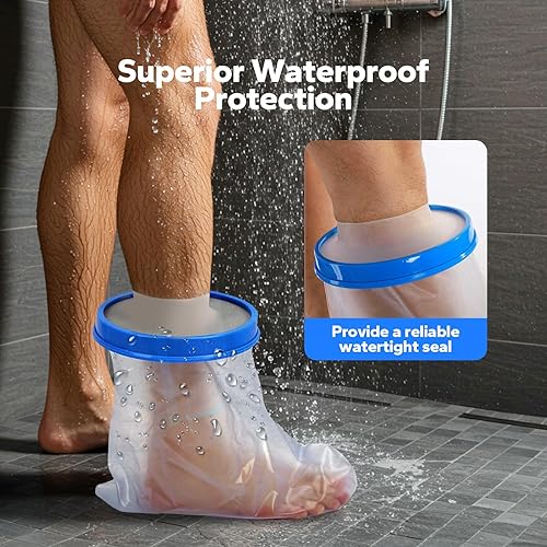 Miniatura 2 de Komoko Fundas de fundición para patas de ducha, cubierta de pierna fundida para ducha, impermeable, reutilizable, mantiene las heridas secas,