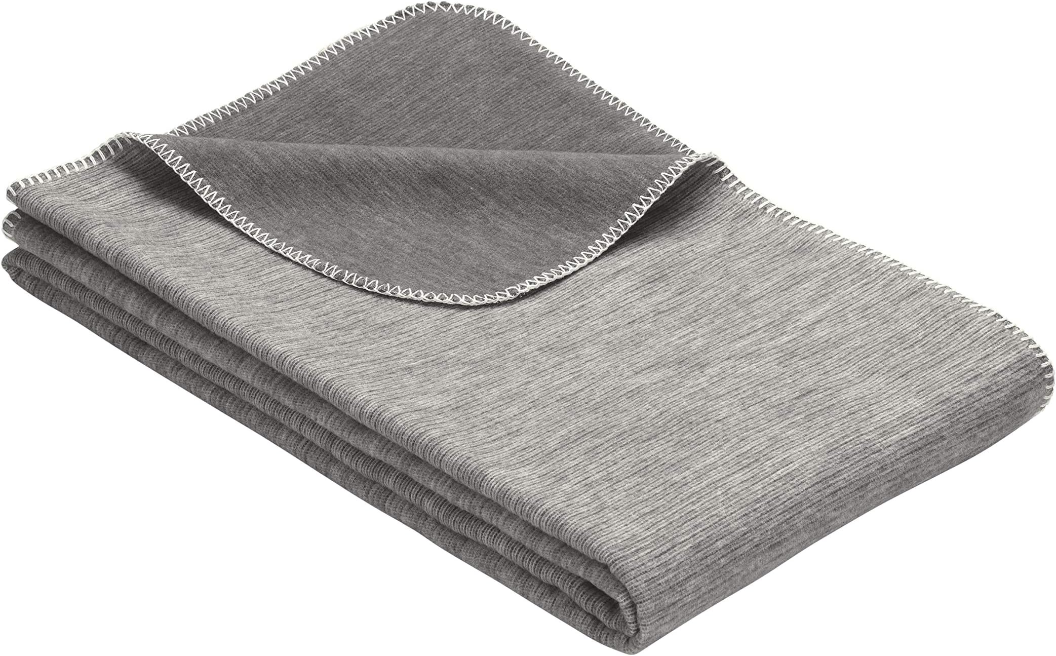 Ibena Wolldecke Lausanne 140x200 cm Baumwolldecke grau aus