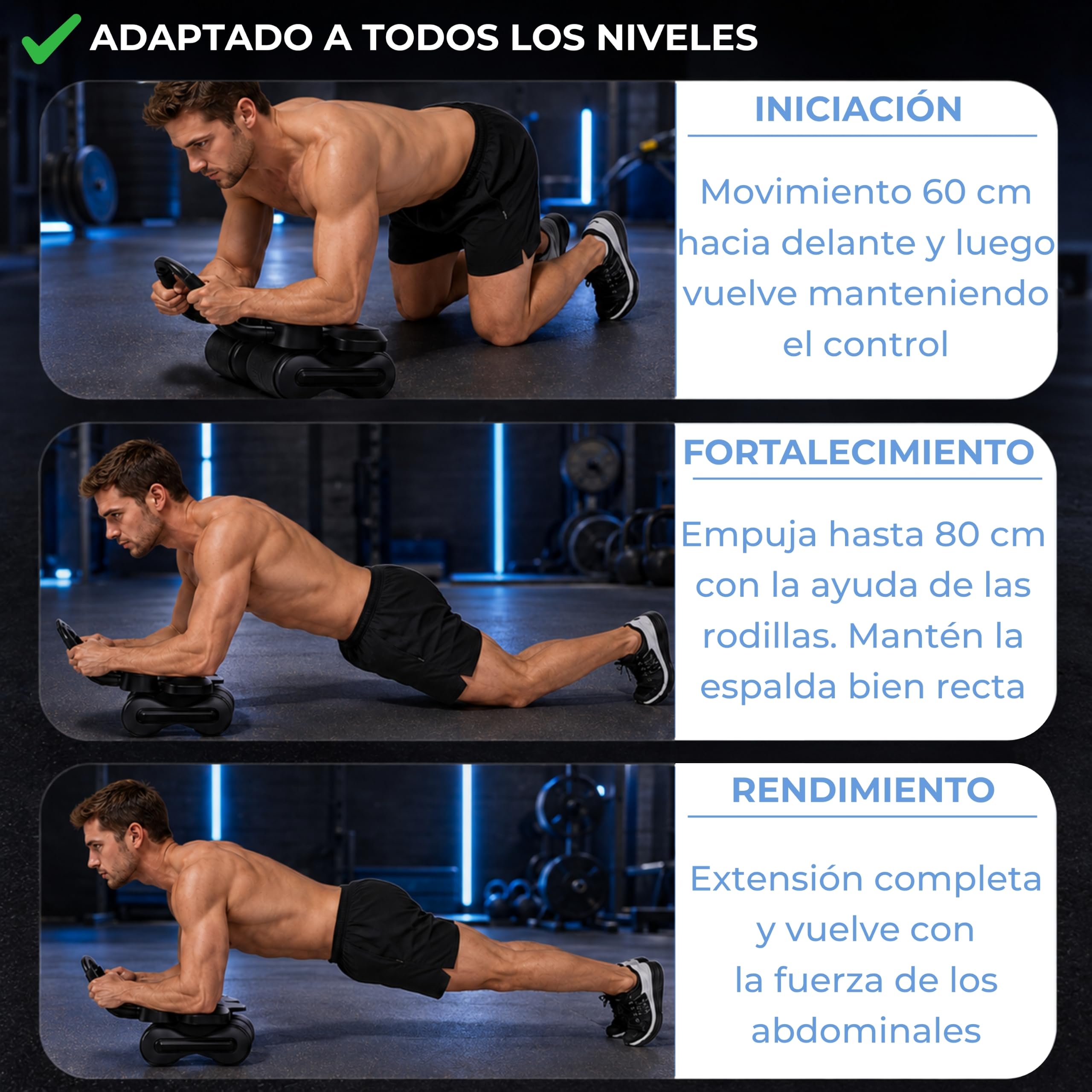 Rueda Abdominal. Attrezzi per Addominali. Ruota per Addominali Attrezzi