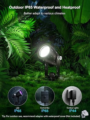 Miniatura 8 de ANGELHALO Focos de paisaje inteligentes, focos impermeables al aire libre de bajo voltaje IP65 compatibles con control de APPVozAlexa, luces que