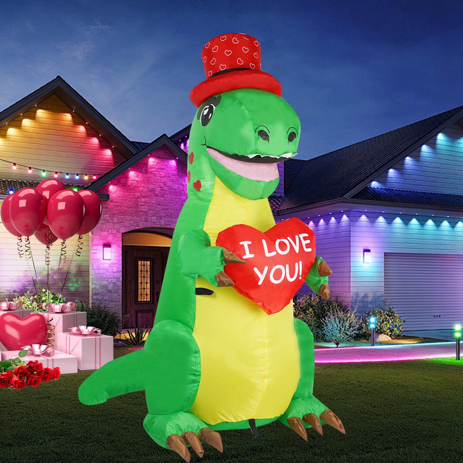 Dinosaure gonflable Saint-Valentin 1M20 avec LED HAGDEJTG