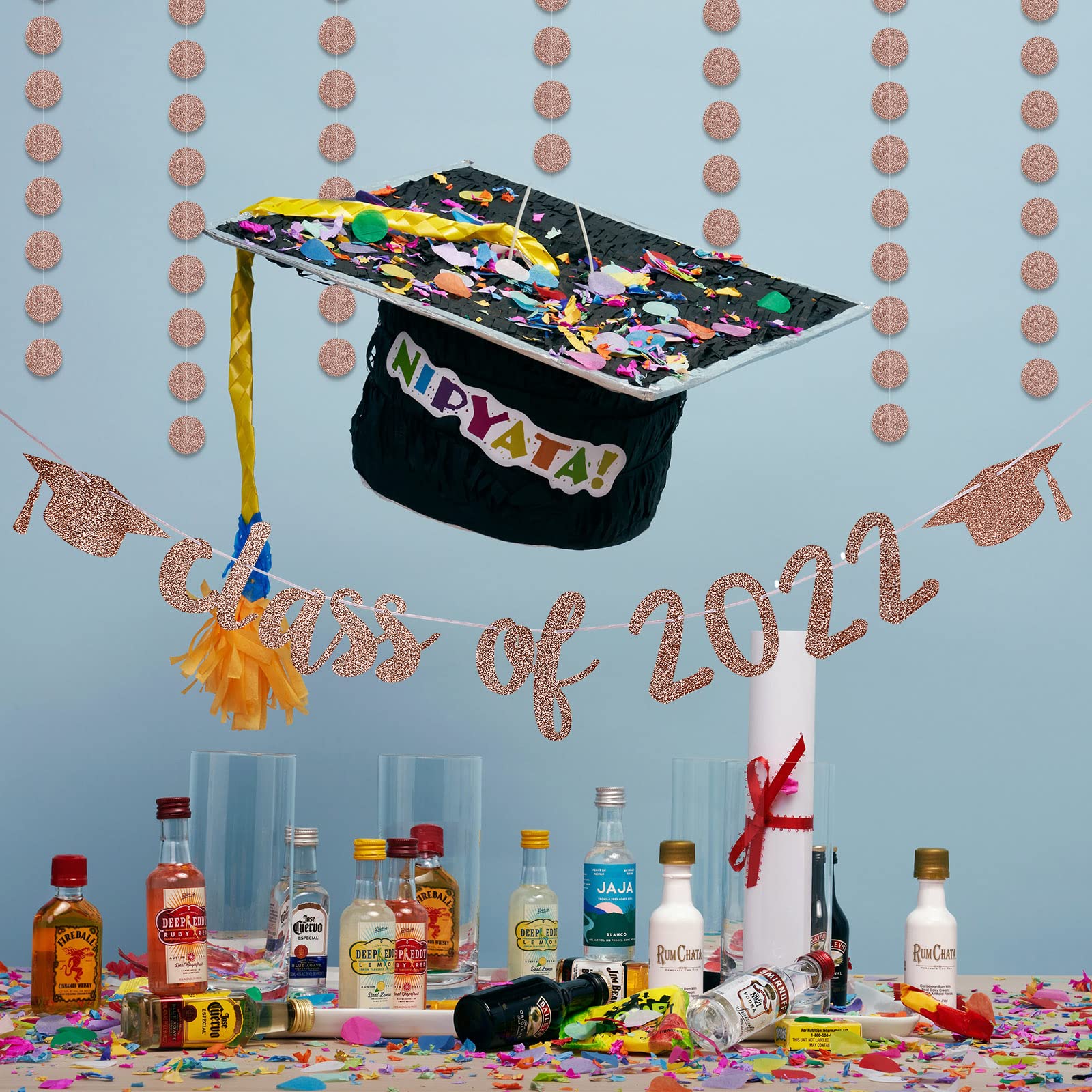Buy Class of 2022 Banner and Graduation Circle Dots Garland Rose Gold