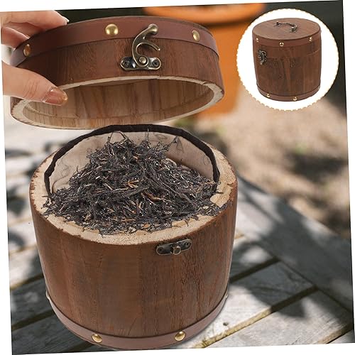 Miniatura 3 de Alipis Caja de té de estilo vintage Set Cubo de té de madera Soporte de almacenamiento portátil Estilo marrón claro