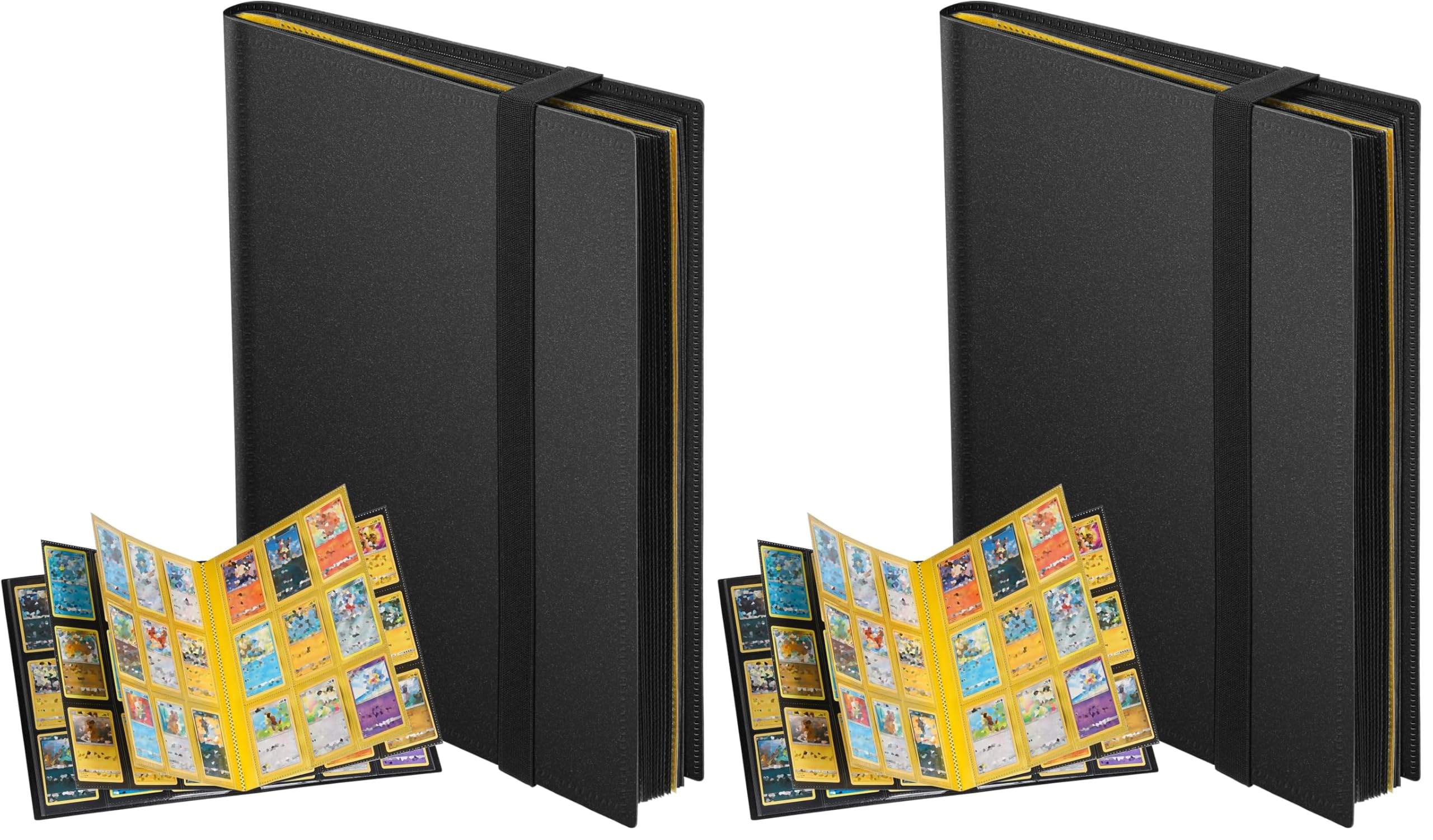 Euqvunn Raccoglitore Carte, 24 Fogli 432 Tasche Album Carte Collezionabili con 2 Pagine in Evidenza, Side-loading Card Binder per TCG, Sports Cards (nero) (Confezione da 2)