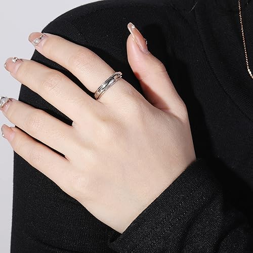 Miniatura 6 de ZOEXUE Anillos giratorios para la ansiedad, circonita cúbica, Nothing Can Stop You, anillo de plata de ley para aliviar el estrés, anillo de