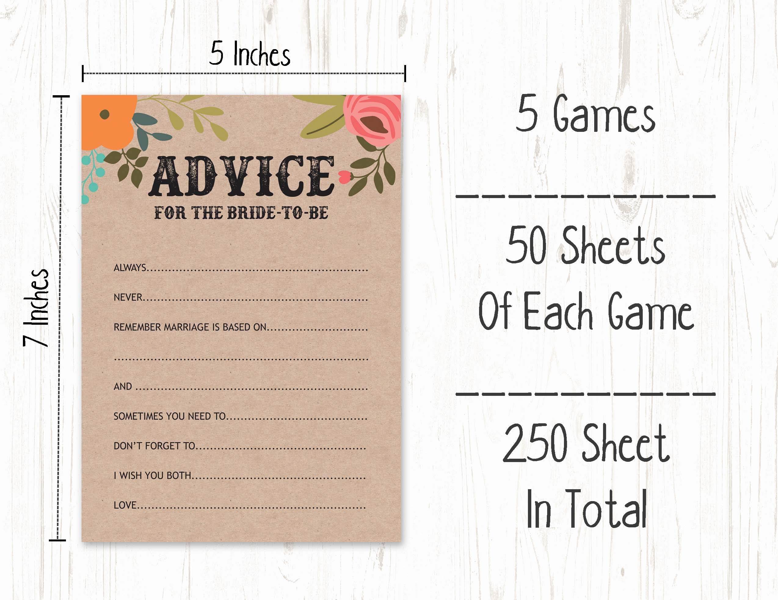 Inkdotpot Greenery Theme Bridal Shower Games Set Of 5 (Activities For