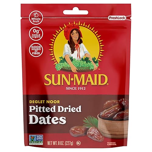 Sun-Maid California - Dátiles sin hueso, Deglet Noor en bolsa resellable, todo náutico, sin azúcares añadidos, 8 onzas (paquete de 1)