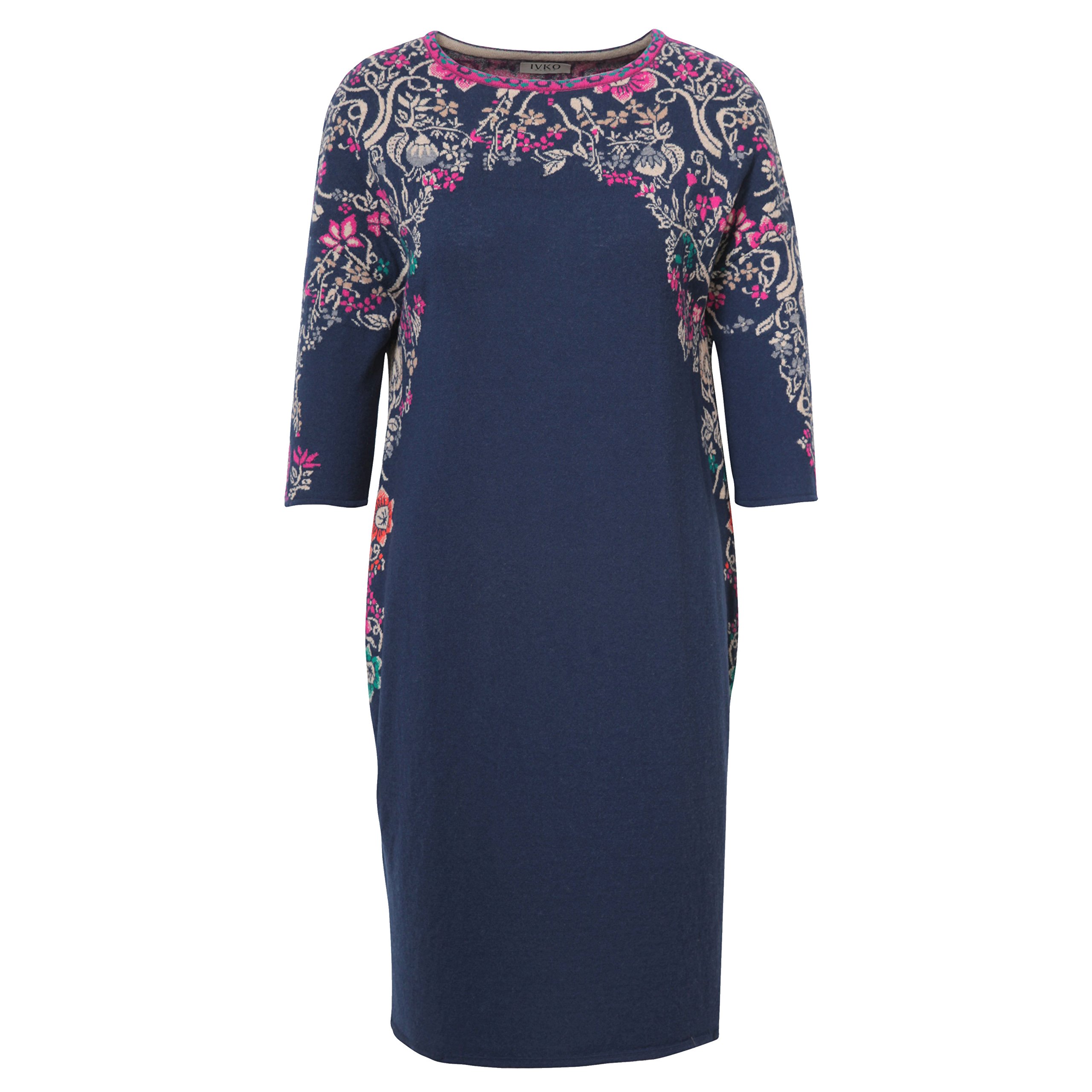 IVKO Intarsia Pattern Tunic with Embroidery, Marine