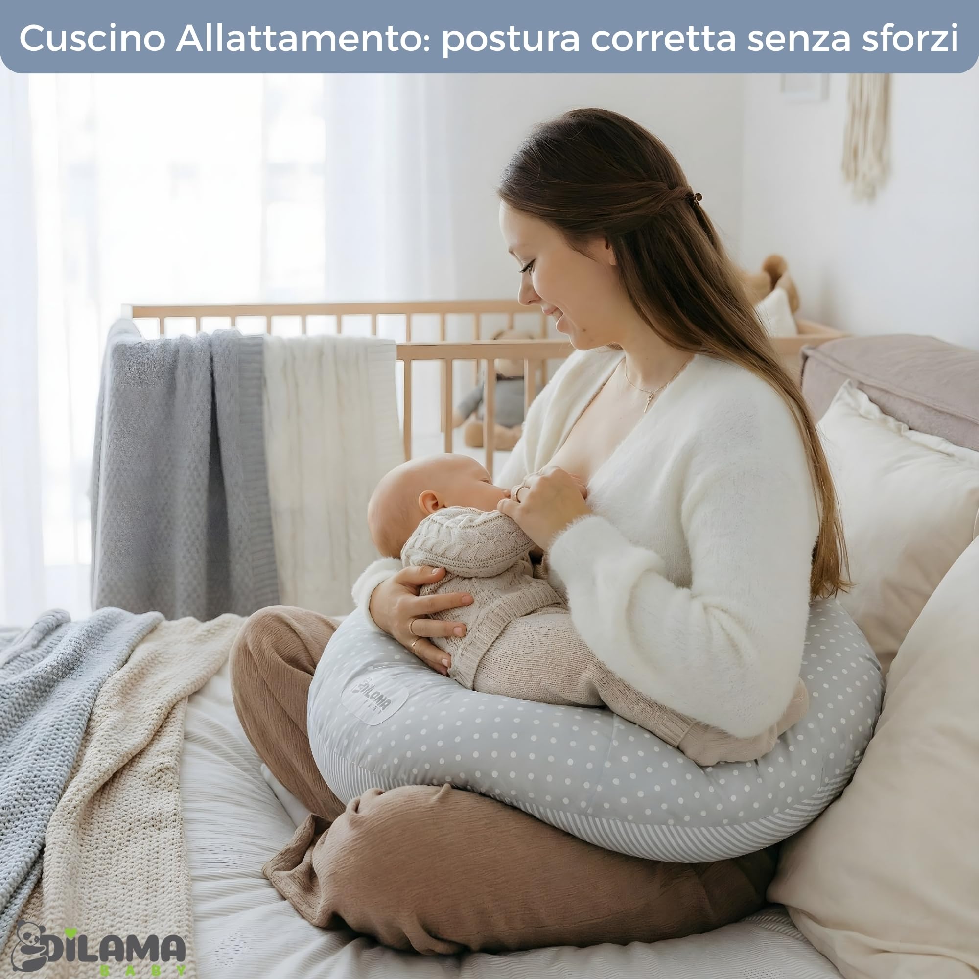 Dilamababy Cuscino Gravidanza Fiocchi di Memory e Fiber Made in Italy – Comodo per Dormire e per Allattamento - Supporto Ergonomico Pancia, Schiena, Gambe con Federa Sfoderabile e Lavabile