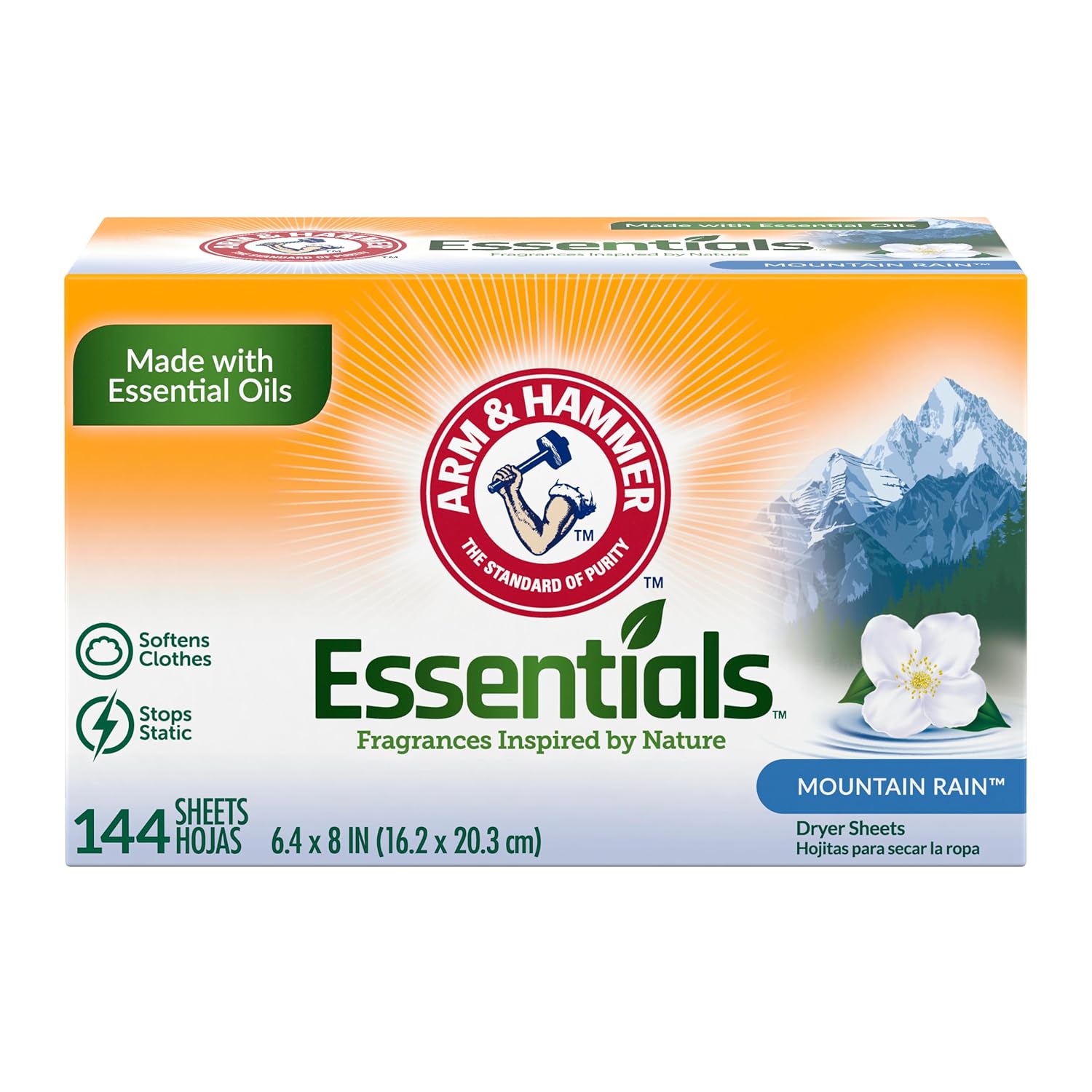 ARM HAMMER Fabric Softener Sheets Mountain Rain 144ct