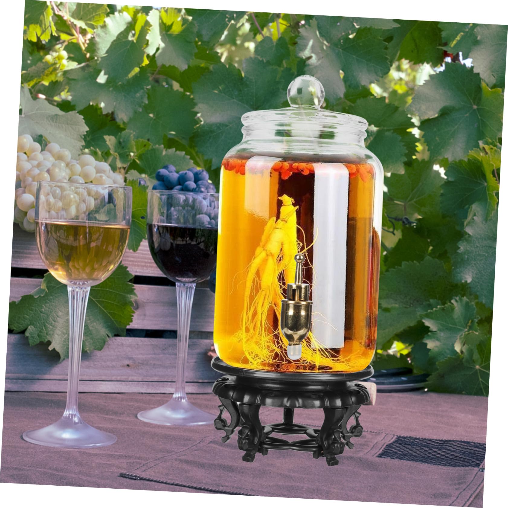 Versiegelte Weindose 2, 5l aus Glas mit Zapfhahn und Sockel