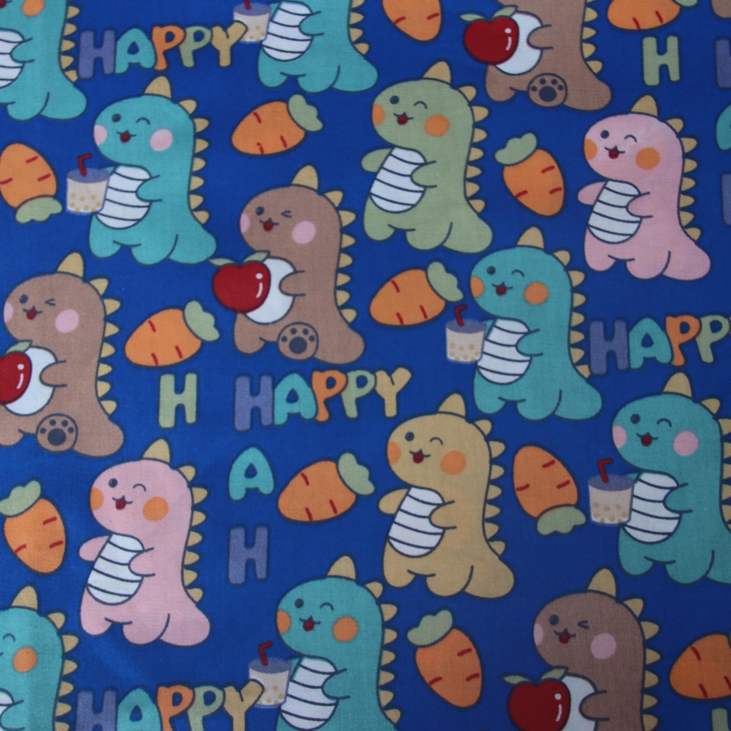 Tissu Patchwork Dinosaures Lot De 2 Tissus Coton Motif Dinosaures 160x100cm - Jaune - Idéal Patchwork, Couture Bébé Et Enfant