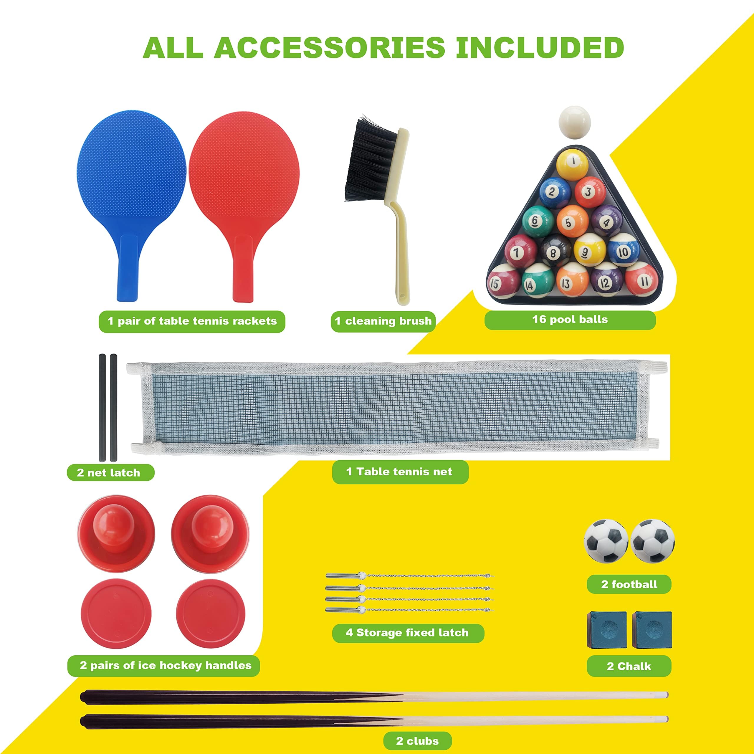 HLC Mesa Multijuegos 4 en 1, Futbolín Plegable, Futbolín Deportivo Multifunción/Futbolín/Billar/Tenis de Mesa/Hockey, Apto para Diversión Familiar De Adultos Y Niños.