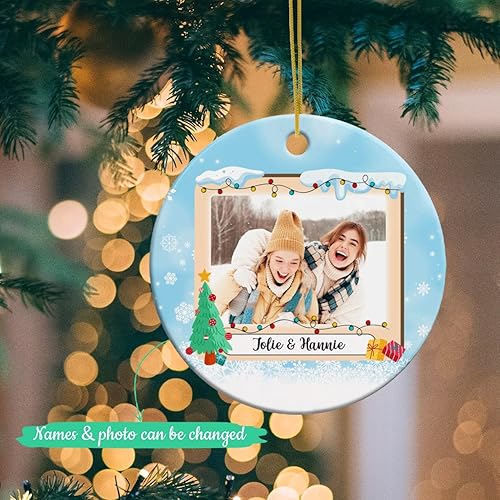 Vista 27 de Adorno de Navidad con foto personalizada de mi segunda Navidad 2025, adorno personalizado de cerámica para bebé, adorno colgante para árbol