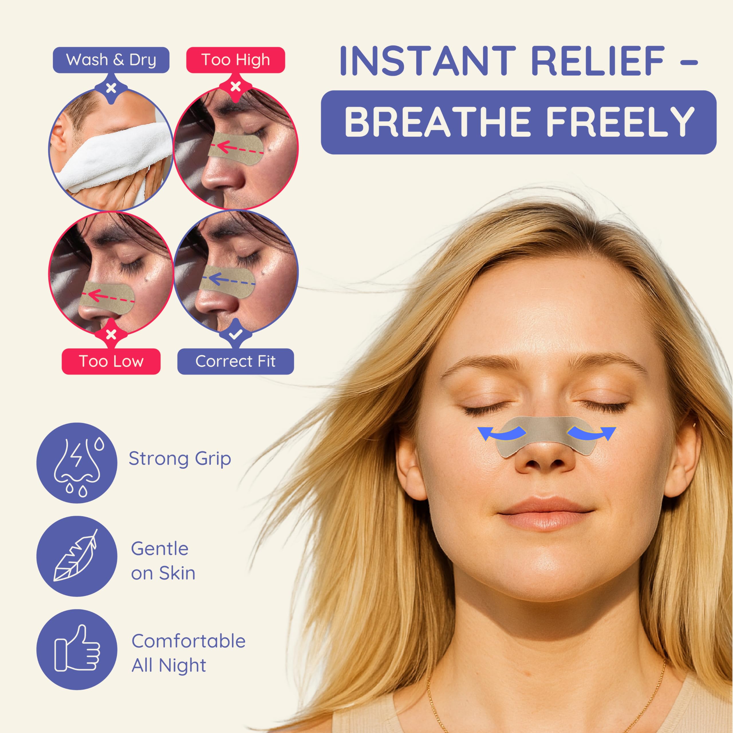 Naptuno Nasal Strips for Snoring Pack of 40, Nose Strips for Breathing Extra Strength for Enhanced Breathing, Restful Sleep and Comfort, Free Snoring Solution & Instant Nasal Congestion Relief — Amazon image 3