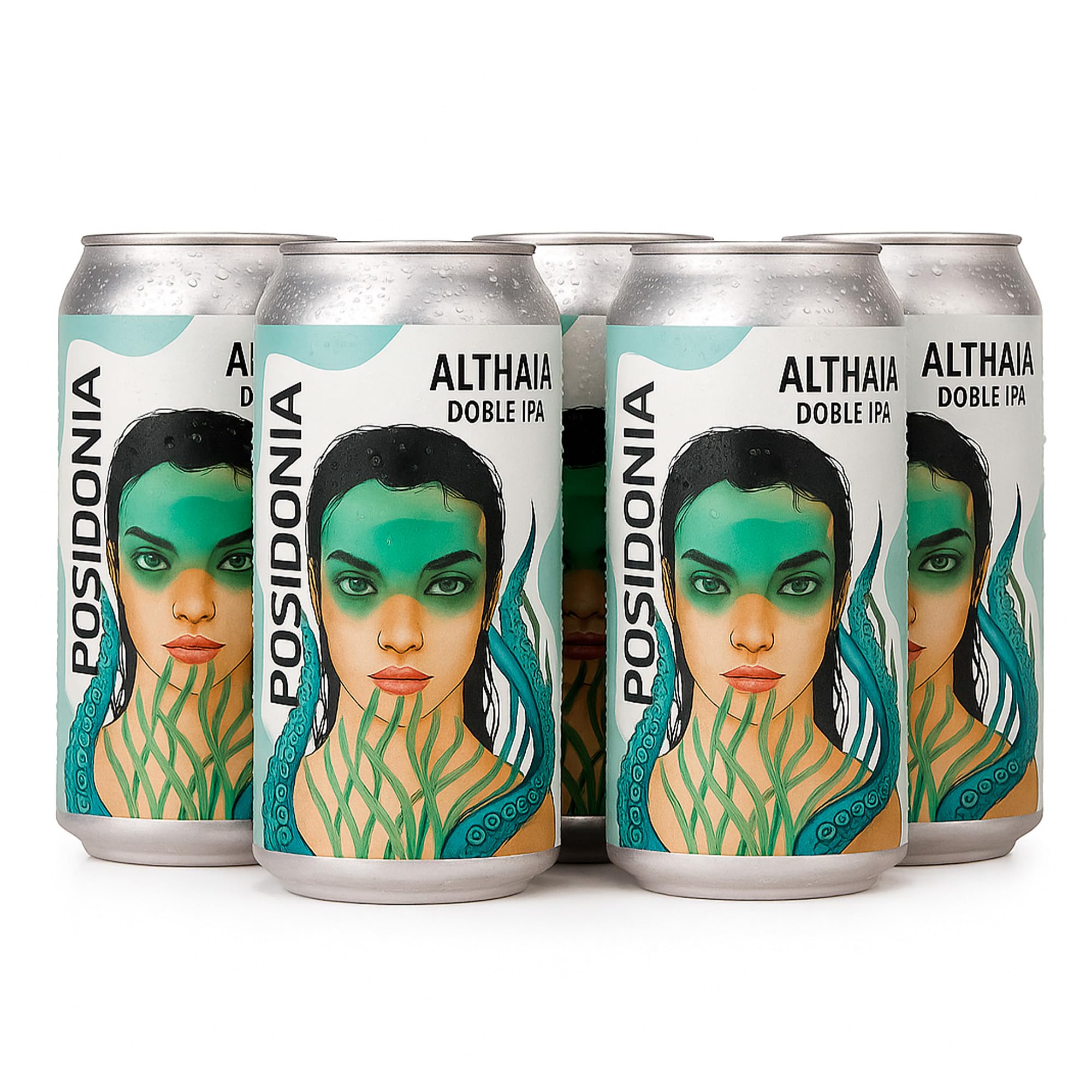 Althaia Posidonia Double IPA - Cerveza Artesana 44cl - Doble IPA con Coco, Piña y Mango - 8,2% Vol (Pack 12 Latas, 12, unidad)