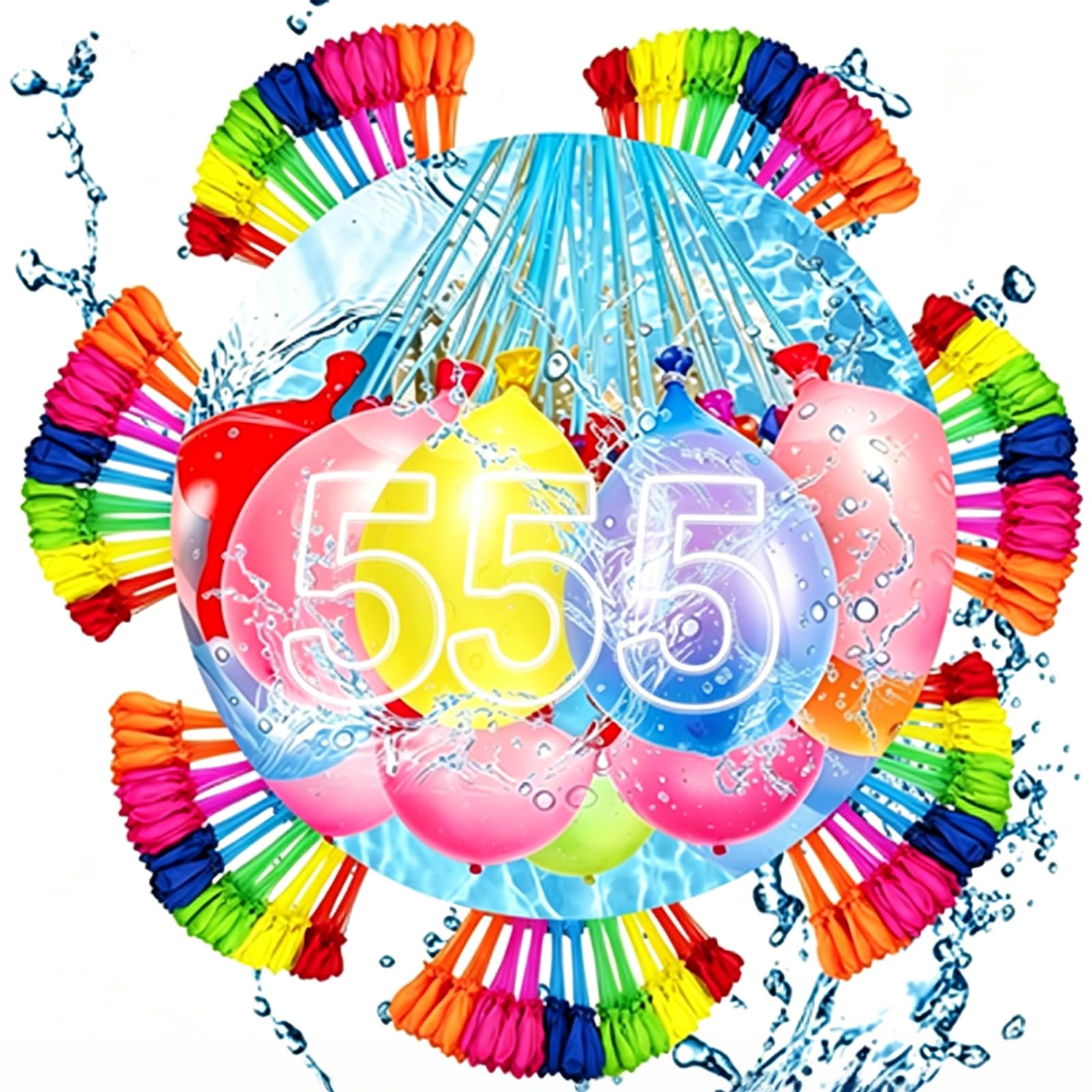 555Pcs Water Balloons for Kids,Water Balloon Self Sealing Quick Easy Fill,Colorful Splash Water Balls Bombs for Kid, Adults Outdoor Garden Beach Family Gatherings Pool Party Fight Water Toy