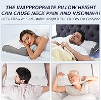 Vista 7 de Almohada de cama de espuma viscoelástica para dormir, soporte ergonómico cervical para el cuello, almohada ortopédica de contorno para dormir