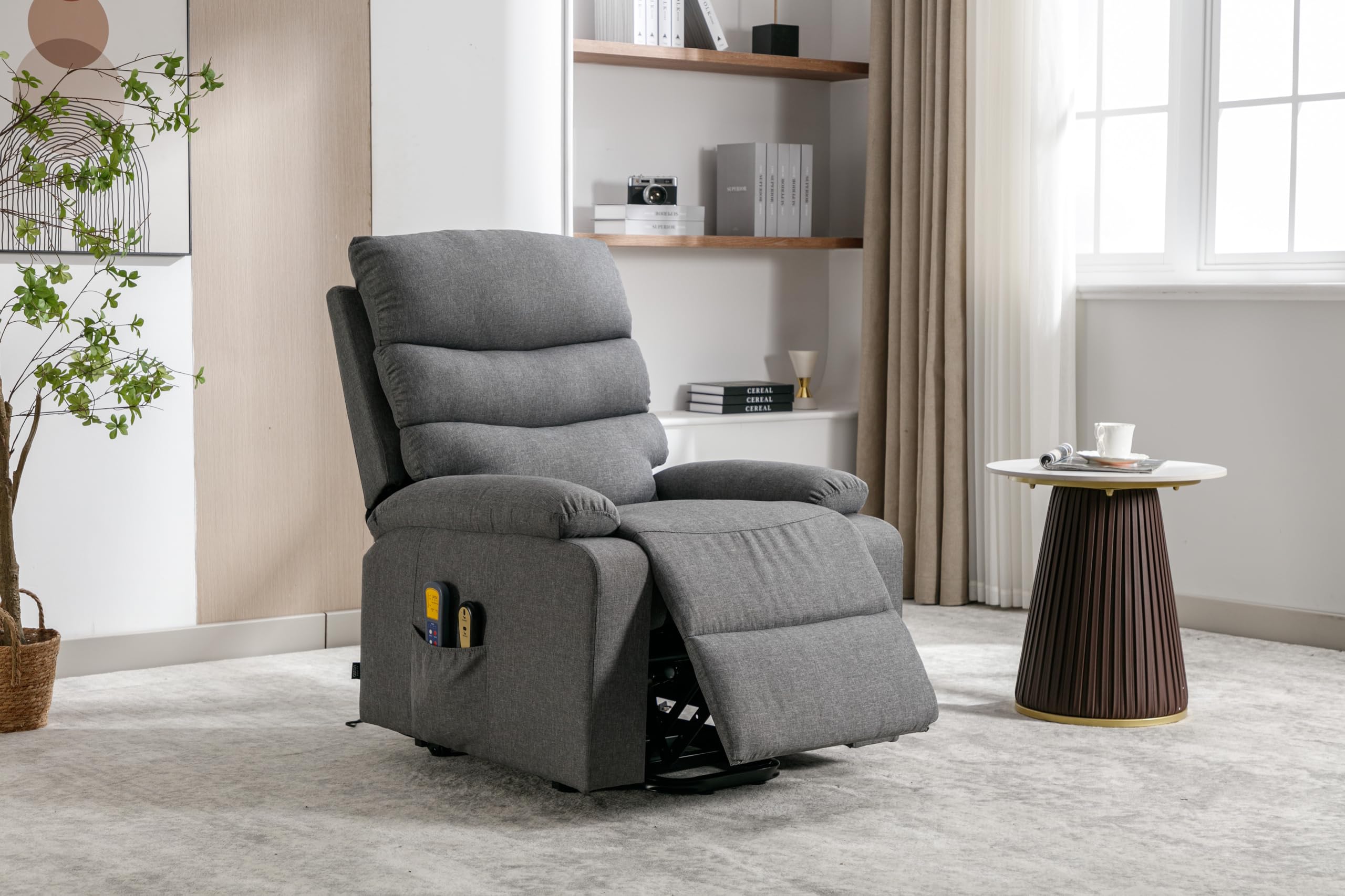 ASTAN HOGAR Poltrona Relax con Funzione Auto-Aiuto (Levanta Persone), Reclinazione Elettrica, Massaggio E Termoterapia, Modello Ceci AH-AR10520GR