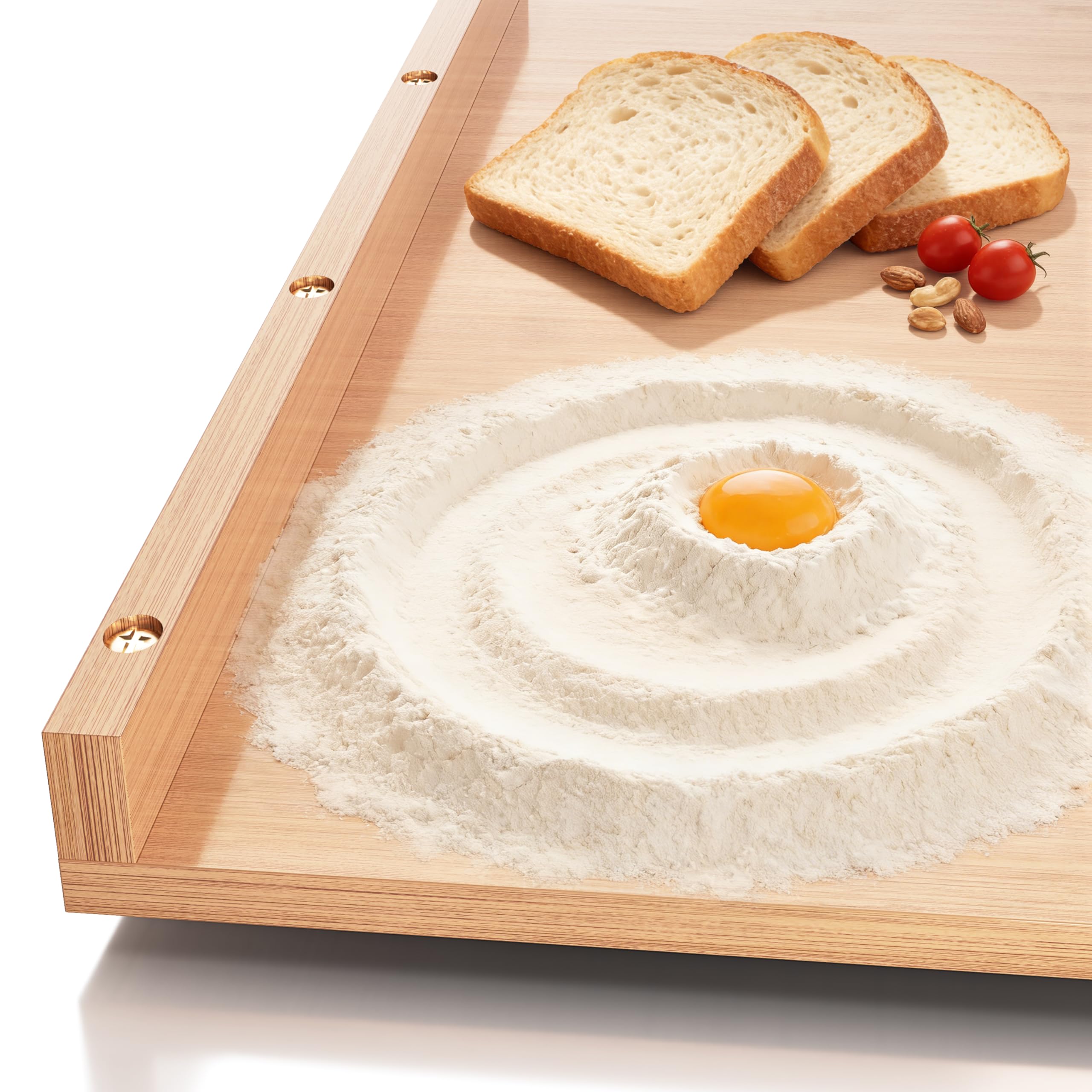 Tabla de madera para repostería, tabla de cortar con borde, tabla de amasar reversible para amasar pan, tabla de cortar con borde 61 x 40 cm (Madera)