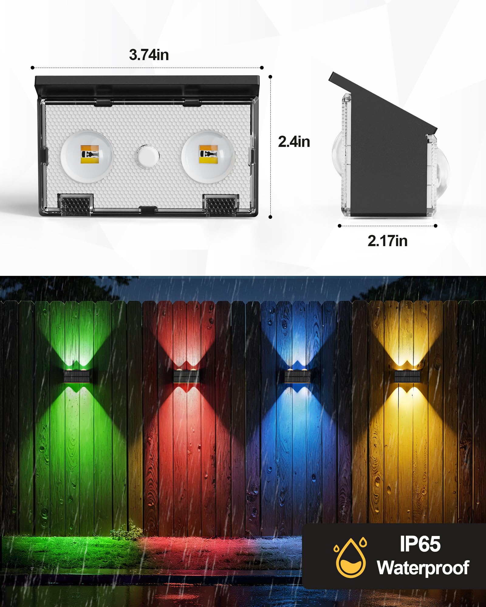 Bridika Lot de 12 lampes solaires d'extérieur étanches pour clôture, patio, terrasse, jardin, 8 couleurs