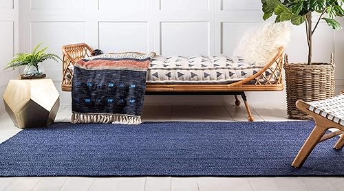 Miniatura 3 de Unique Loom Alfombra trenzada de la colección de yute - Dhaka (2' x 3' 1", rectangular, azul marino)